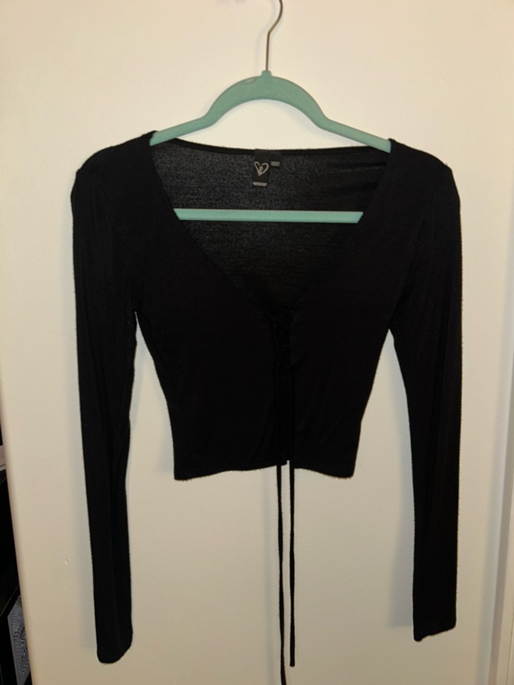 Windsor Black Lace-Up Long Sleeve Women's Top